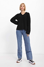 Ciepły sweter typu oversize wykonany z czarnej mieszanki wełny  4038383 zdjęcie №4