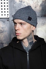 Warme graue Strickmütze mit Revers Custom Wear 8025383 Foto №1