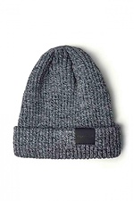 Теплая вязаная шапка серого цвета с отворотом Custom Wear 8025383 фото №5