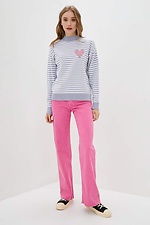 Knitted jumper with stripe pattern and decorative heart  4038384 photo №2
