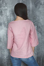 Асимметричная льняная блуза вышиванка розового цвета Cornett-VOL 2012385 фото №5
