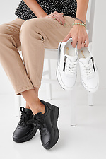 Women's spring-autumn black leather sneakers  2505385 photo №9