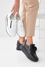 Women's spring-autumn black leather sneakers  2505385 photo №10