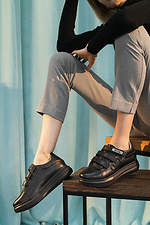 Black leather sneakers for the city  8018385 photo №1