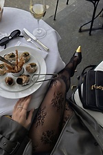 Black fishnet tights with flowers M-SOCKS 2040386 photo №1