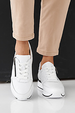 Women's spring-autumn white leather sneakers  2505386 photo №5