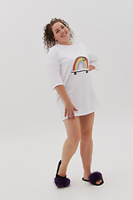 Домашня сукня-футболка oversize білого кольору з принтом Garne 3041386 фото №1