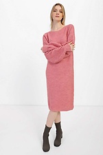 Straight knit dress with puff sleeves with cuffs  4038387 photo №1