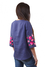 Синяя льняная блуза с вышивкой на рукавах Cornett-VOL 2012388 фото №2