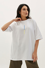 Übergroßes T-Shirt aus weißer Baumwolle mit patriotischem Aufdruck Garne 9000388 Foto №1