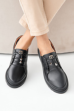 Schwarze Damen-Lederschuhe fr Frhling und Herbst  2505389 Foto №4
