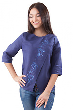 Women's linen blouse with wraparound embroidered shirt and elbow-length sleeves Cornett-VOL 2012390 photo №1