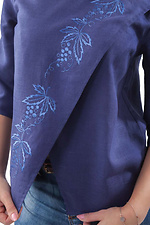 Damska lniana bluzka z zawijaną haftowaną koszulą i rękawami do łokci Cornett-VOL 2012390 zdjęcie №2