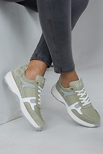 Women's sneakers made of genuine leather olive color  8019390 photo №1