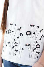 Біла лляна блуза прямого крою з вишивкою та короткими рукавами Cornett-VOL 2012392 фото №2