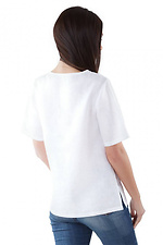 Белая льняная блуза прямого кроя с вышивкой и короткими рукавами Cornett-VOL 2012392 фото №3