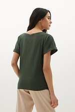 Літня вільна футболка із віскози зеленого кольору Garne 3038392 фото №4