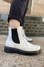White leather chelsea boots with elastic bands  4205392 photo №3