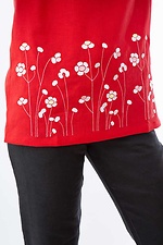 Czerwona haftowana bluzka lniana o prostej linii z krótkimi rękawami Cornett-VOL 2012393 zdjęcie №2