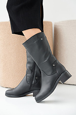 Damen-Winterstiefel aus schwarzem Leder 2505393 Foto №3