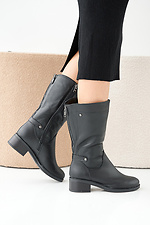 Damen-Winterstiefel aus schwarzem Leder 2505393 Foto №5