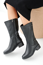 Damen-Winterstiefel aus schwarzem Leder 2505393 Foto №6