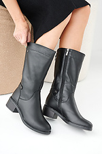 Damen-Winterstiefel aus schwarzem Leder 2505393 Foto №7