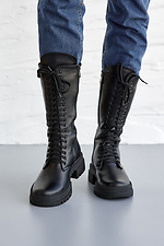 Damen-Winterstiefel aus schwarzem Leder 2505394 Foto №4