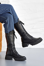 Damen-Winterstiefel aus schwarzem Leder 2505394 Foto №5