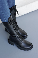 Damen-Winterstiefel aus schwarzem Leder 2505394 Foto №9