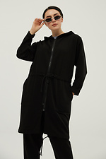 Black long cardigan in sporty cotton jersey Garne 3039394 photo №4