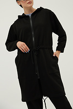 Black long cardigan in sporty cotton jersey Garne 3039394 photo №7