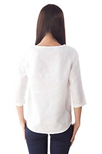 Белая льняная блуза с вышивкой и имитацией запАха Cornett-VOL 2012395 фото №2
