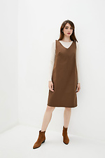 Brown cotton dress for the office with an open back Garne 3039395 photo №2