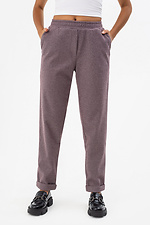 Полушерстяные брюки с отворотами фиолетового цвета Garne 3041395 фото №2