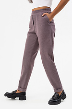 Полушерстяные брюки с отворотами фиолетового цвета Garne 3041395 фото №3