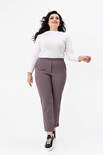 Полушерстяные брюки с отворотами фиолетового цвета Garne 3041395 фото №9