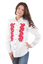 Белая льняная блуза рубашка с вышивкой Cornett-VOL 2012396 фото №1