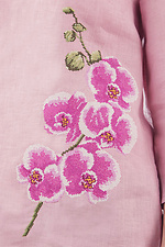 Розовая льняная блуза прямого кроя с вышивкой Cornett-VOL 2012397 фото №2