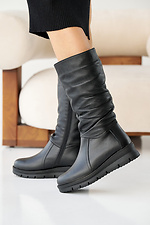 Damen-Winterstiefel aus schwarzem Leder 2505397 Foto №1