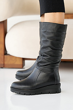 Damen-Winterstiefel aus schwarzem Leder 2505397 Foto №2