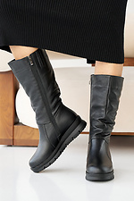 Damen-Winterstiefel aus schwarzem Leder 2505397 Foto №3