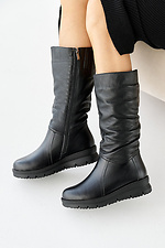 Damen-Winterstiefel aus schwarzem Leder 2505397 Foto №4