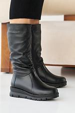 Damen-Winterstiefel aus schwarzem Leder 2505397 Foto №5