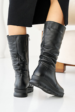 Damen-Winterstiefel aus schwarzem Leder 2505397 Foto №6