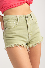 Short denim shorts with fringes  4014397 photo №3