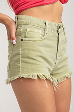 Short denim shorts with fringes  4014397 photo №4