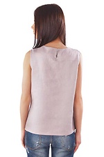 Женская льняная блуза вышиванка без рукавов в нюдовом оттенке Cornett-VOL 2012398 фото №2
