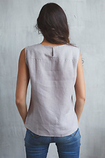 Женская льняная блуза вышиванка без рукавов в нюдовом оттенке Cornett-VOL 2012398 фото №6