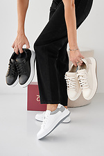 Women's spring-autumn white leather sneakers  2505398 photo №2